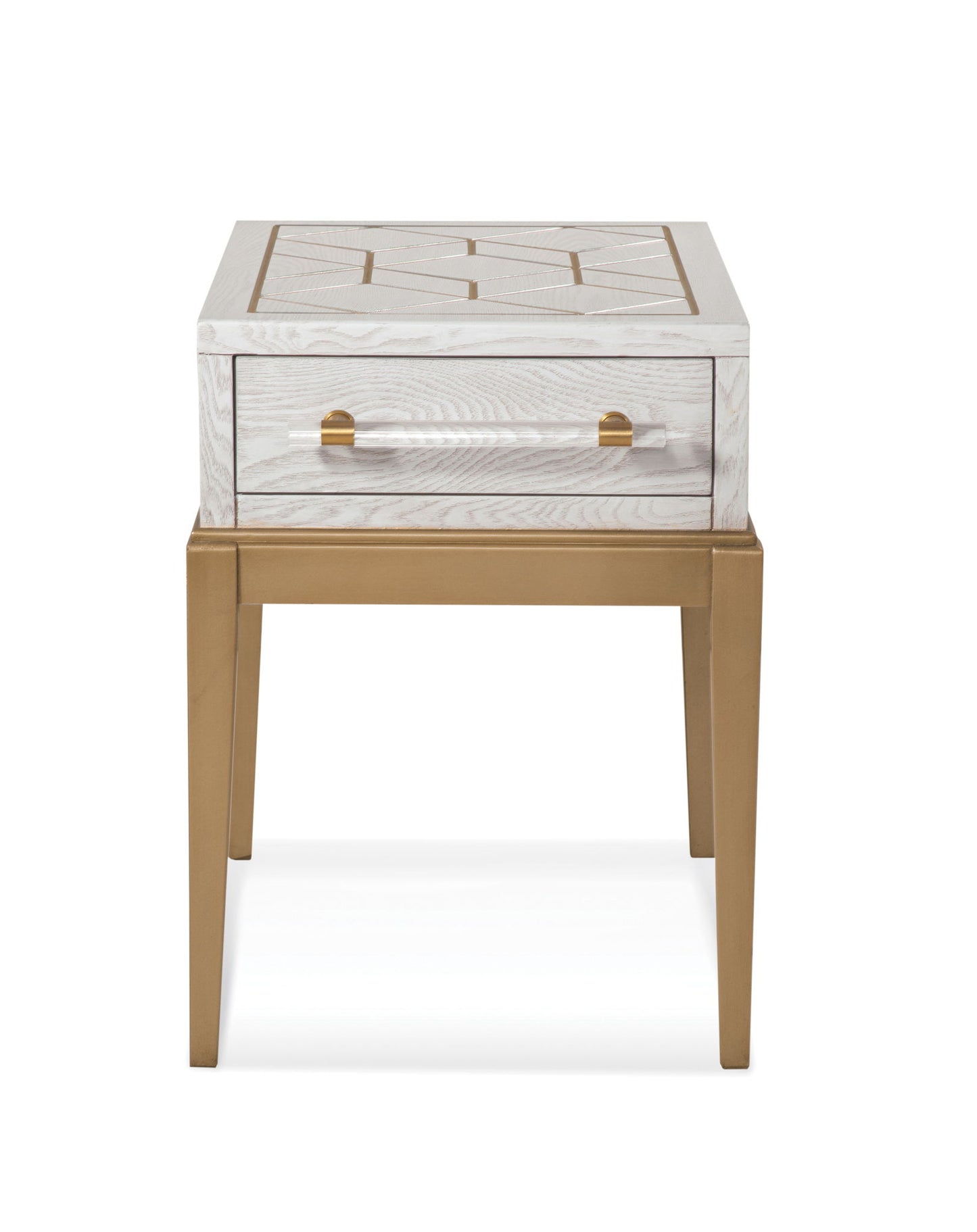 Perrine - Chairside Table - White / Gold
