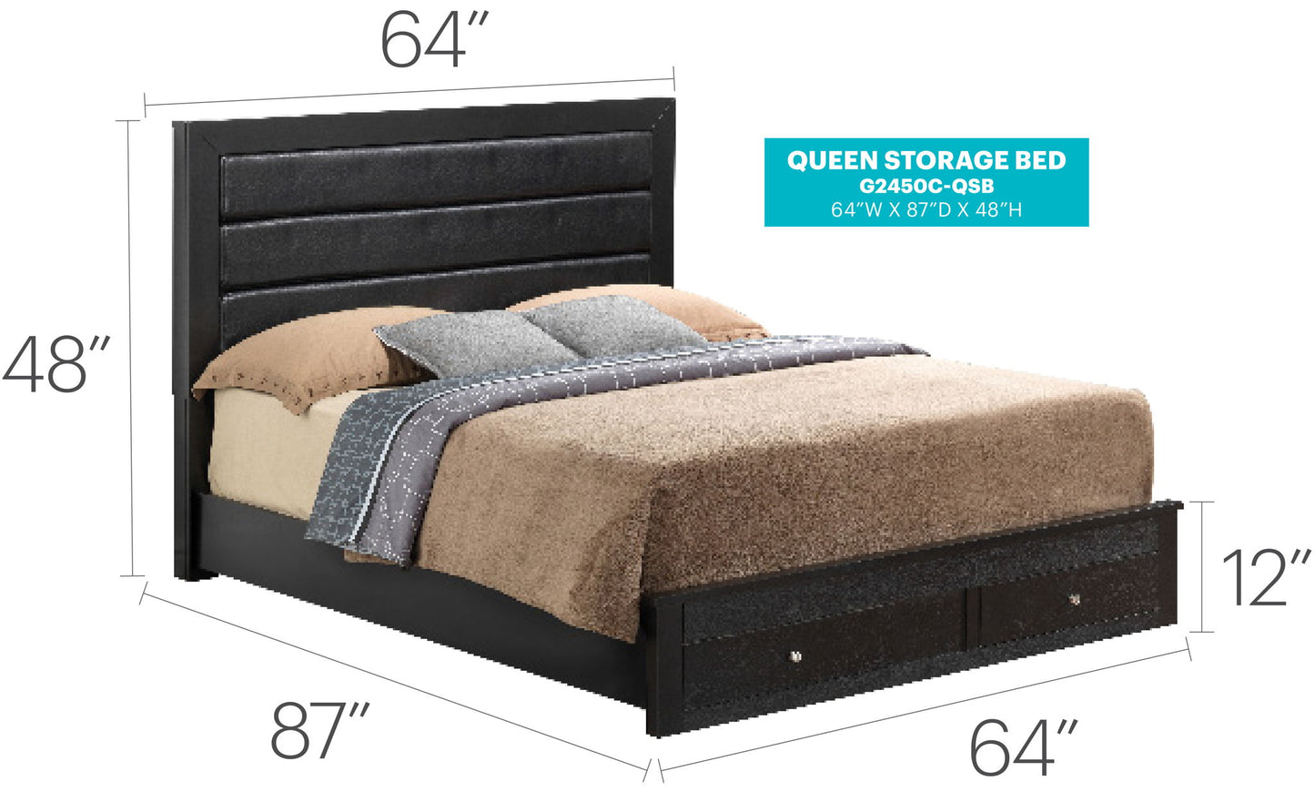 Glory Furniture - Burlington - Upholstered Storage Bed