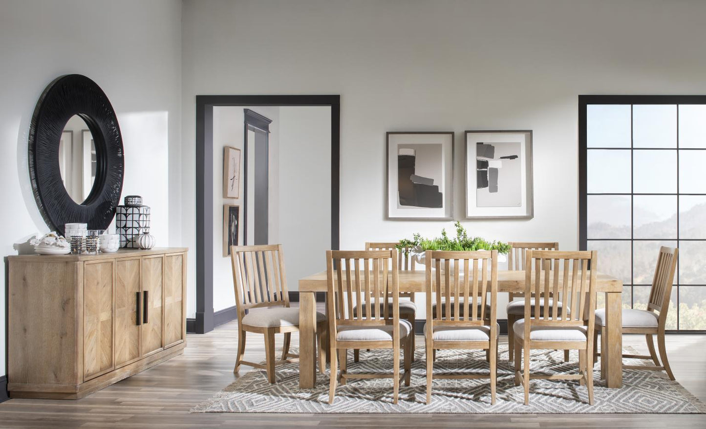Torrance - Complete Round Dining Table - Aged Driftwood