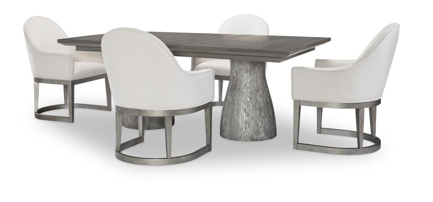 Terra Luna - Complete Rectangle Double Pedestal Table - White Cloud & Nightfall