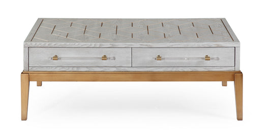 Perrine - Rectangle Cocktail Table - Silver / Gold