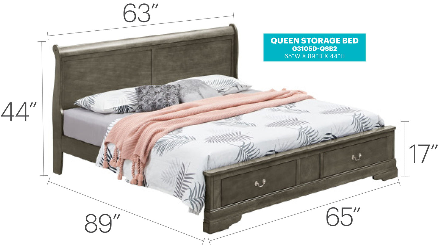 Glory Furniture - Louis Phillipe - Storage Bed