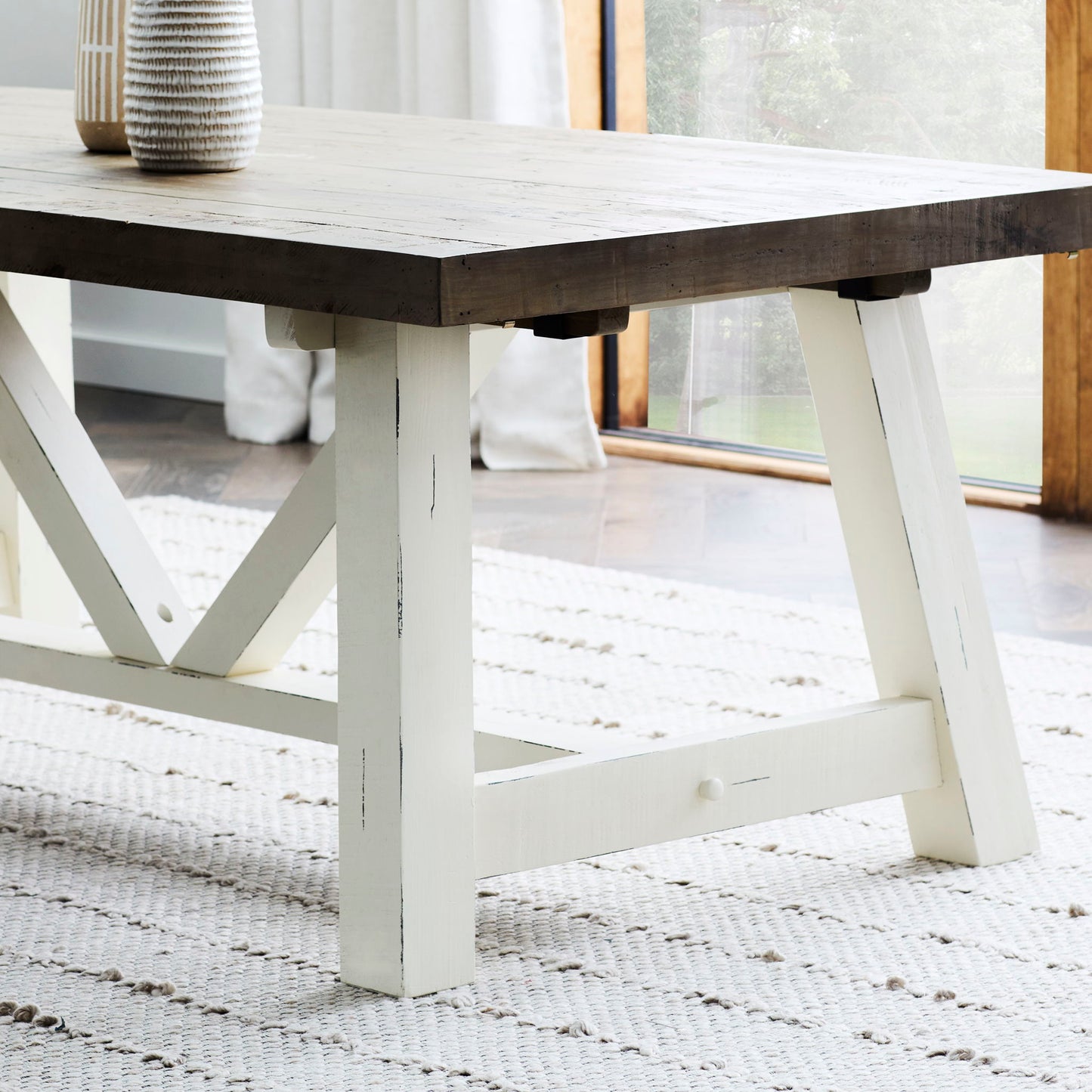 Chester - Dining Table 78" - Distressed White