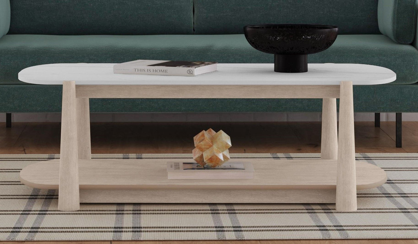 Horizons - Cocktail Table - White Oak / White Marble