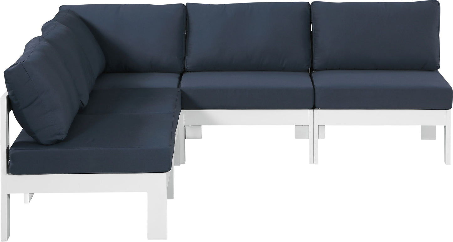 Nizuc - Outdoor Patio 5 Piece Modular Sectional With White Frame