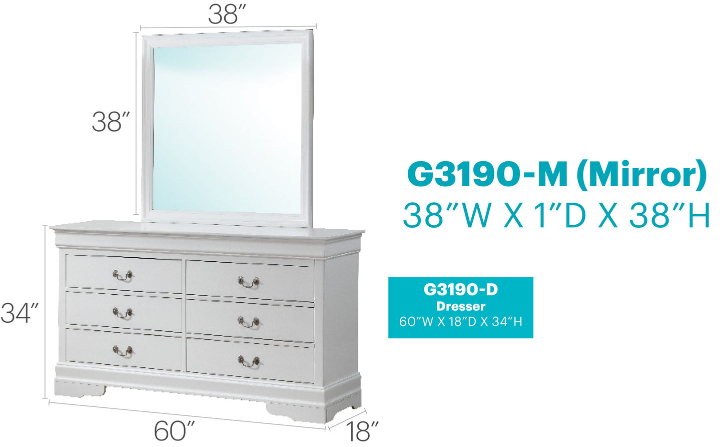 Glory Furniture - Louis Phillipe - Dresser