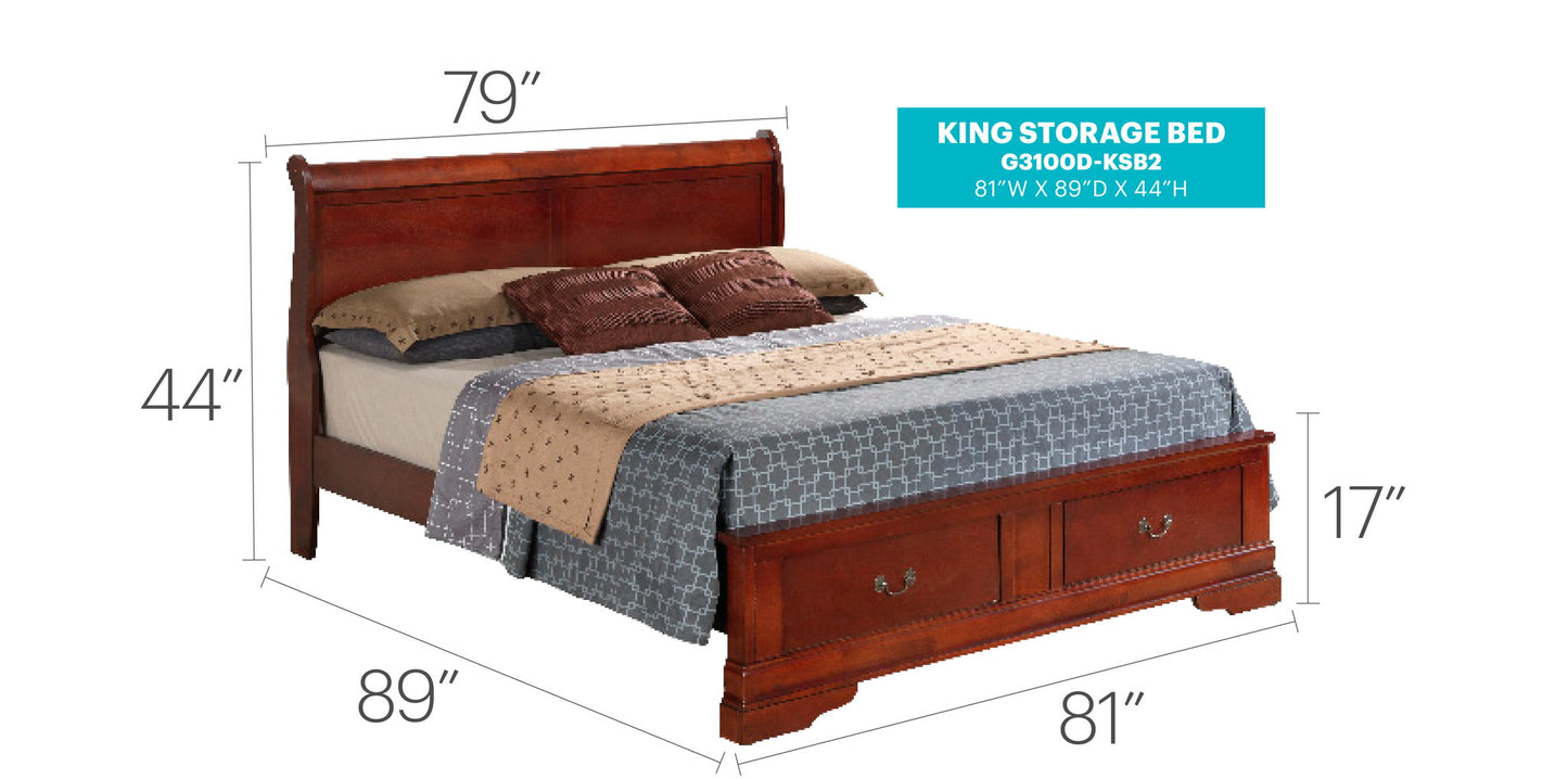 Glory Furniture - Louis Phillipe - Storage Bed