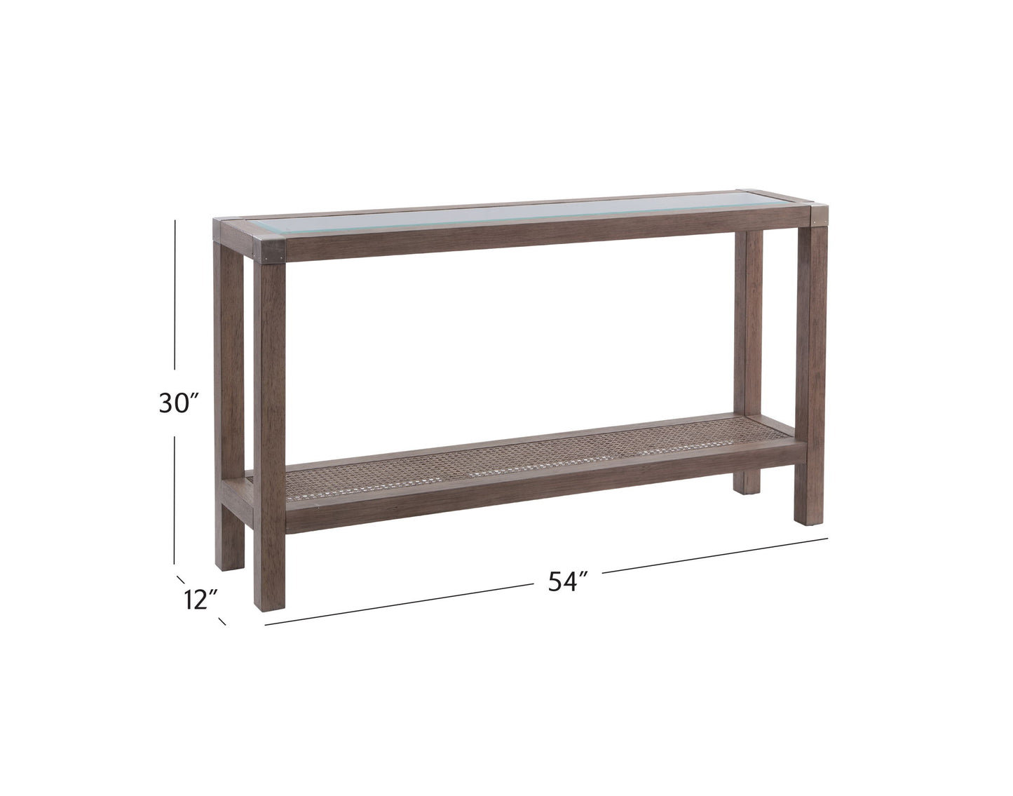 Calum - Console Table - Driftwood Gray / Cane / Brushed Nickel