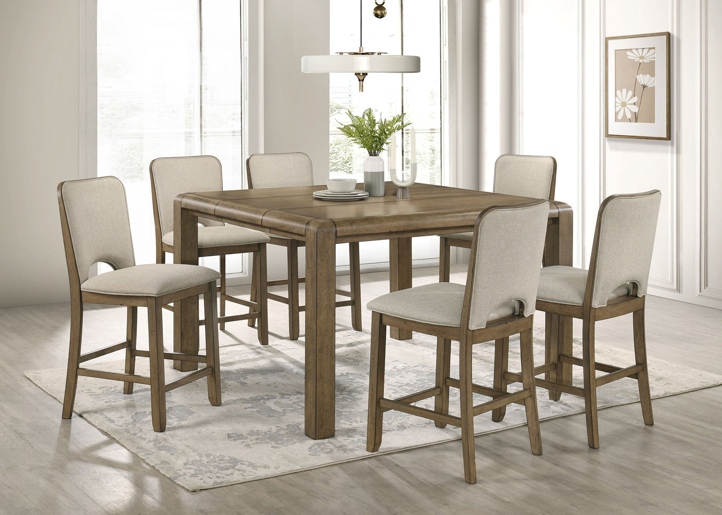 Cockrell - Counter Height Table ( With 18"Leaf) - Light Brown