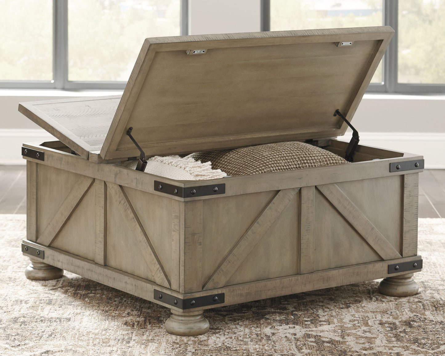 Aldwin - Cocktail Table With Storage - Square - Gray