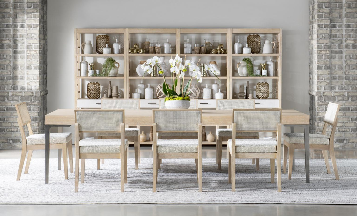 Biscayne - Complete Leg Table With One Leaf - Malabar With Alabaster Fronts