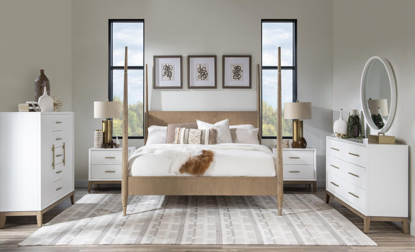 Melrose - Drawer Chest - Cloud White And Desert Oak