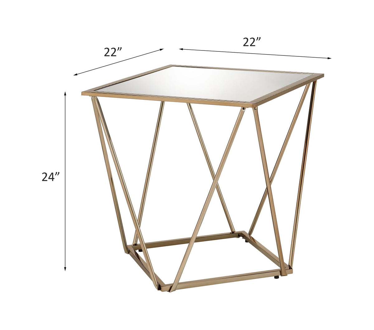 Fogya - End Table - Mirrored & Champagne Gold