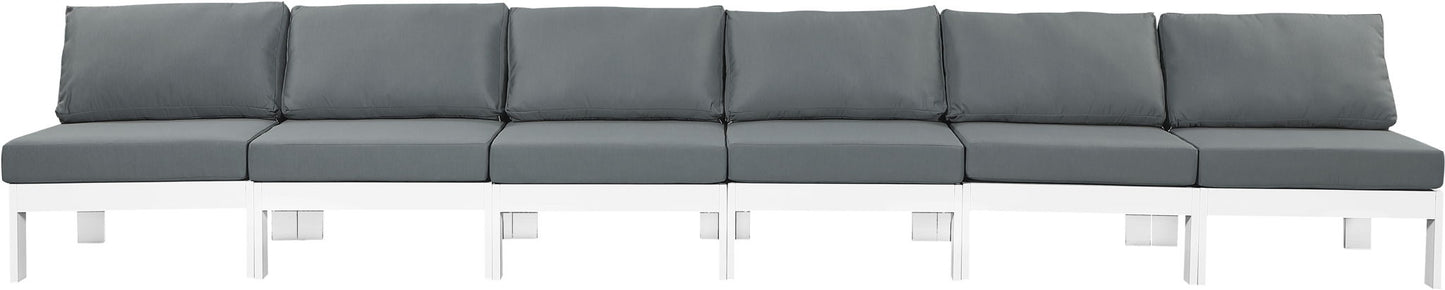 Nizuc - Outdoor Patio 6 Seat Armless Modular Sofa With White Frame