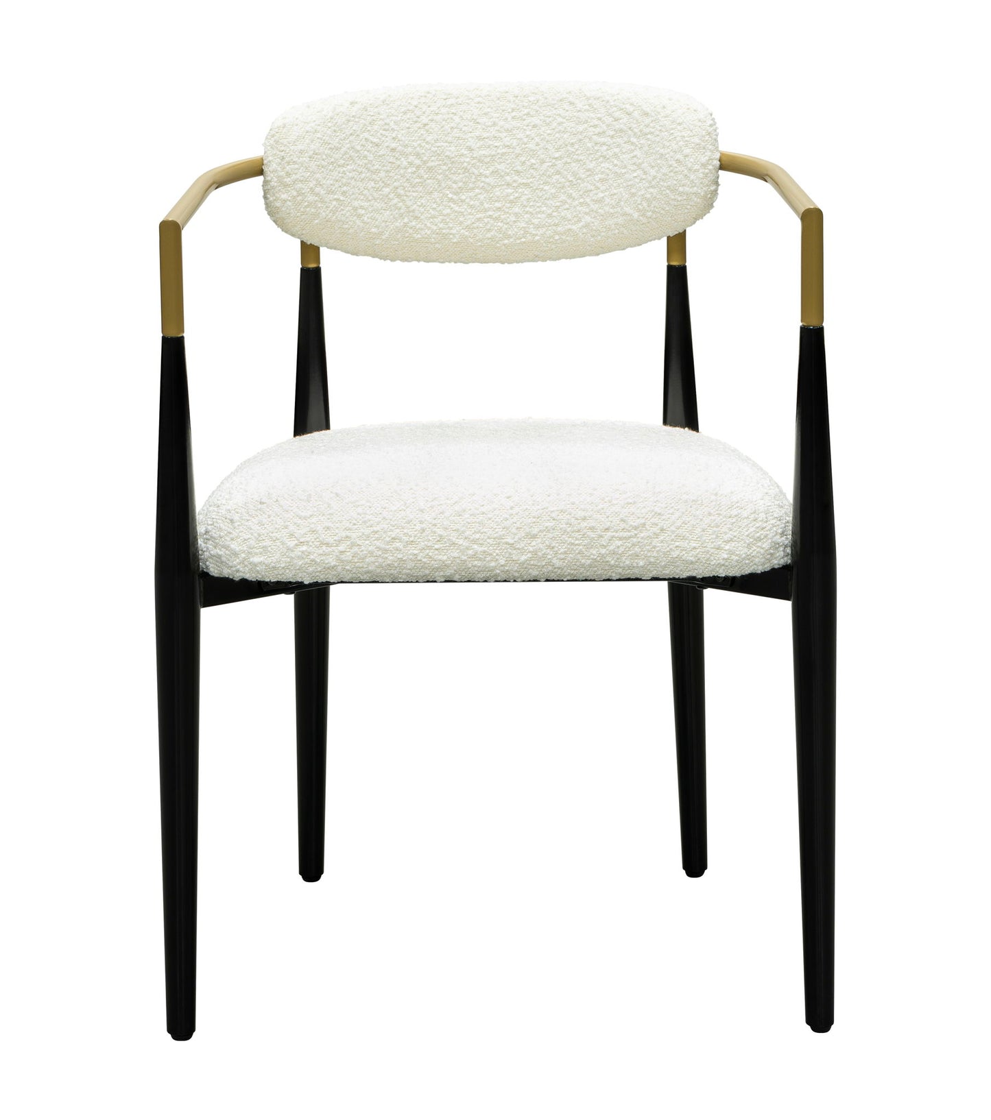 Jenson - White Dining Chair - Semi-Gloss Black /Brushed Gold / Ivory Boucle