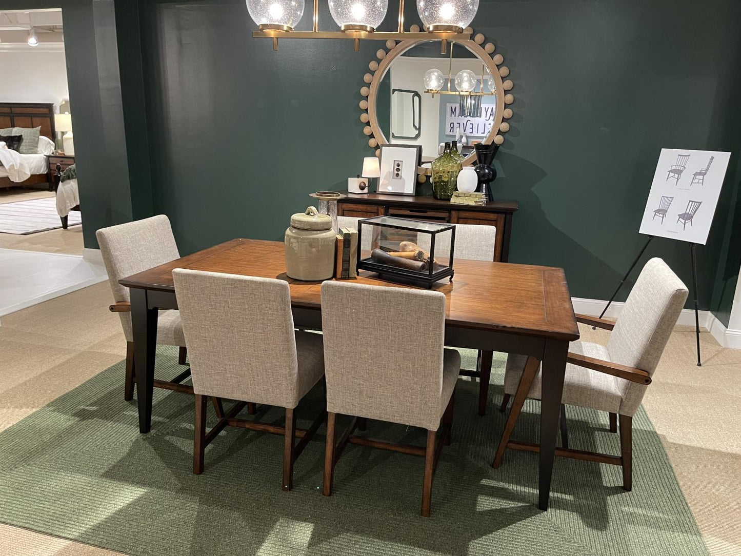 Fenmore - Complete Round Dining Table - Mocha And Distressed Cherry