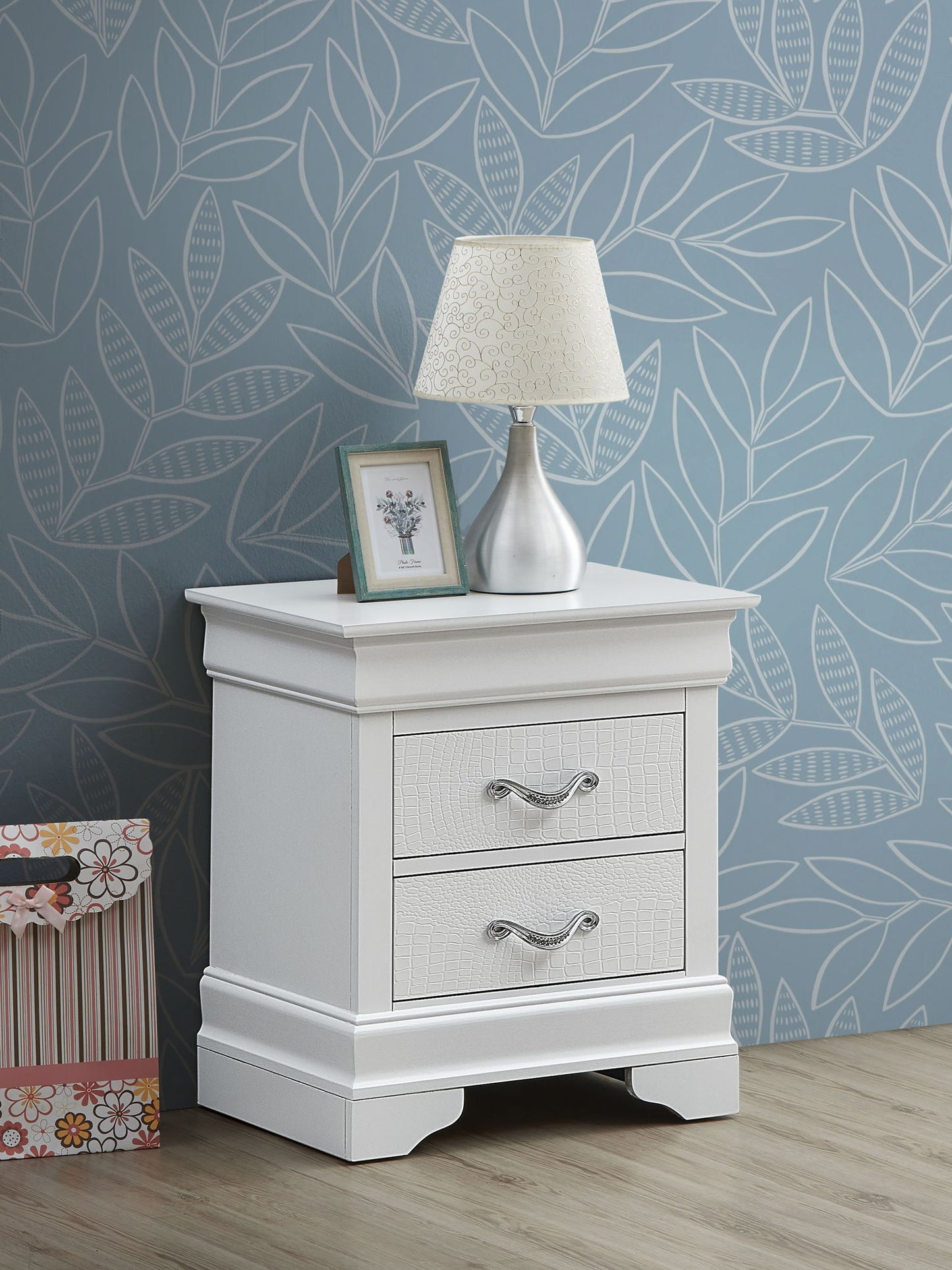 Lorana - 24" Nightstand - Silver Champagne