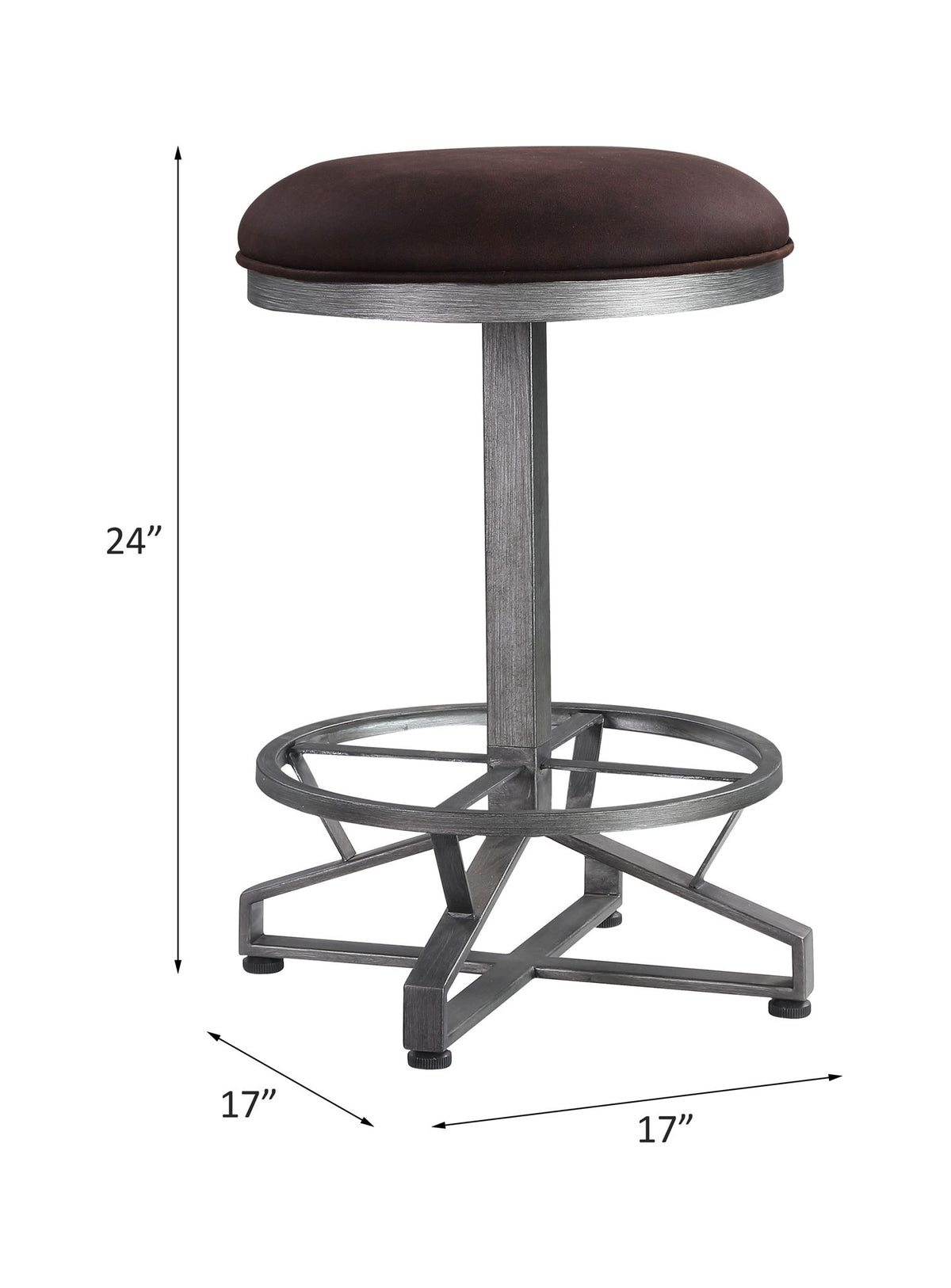 Evangeline - Counter Height Stool (Set of 2) - Rustic Brown Fabric & Black