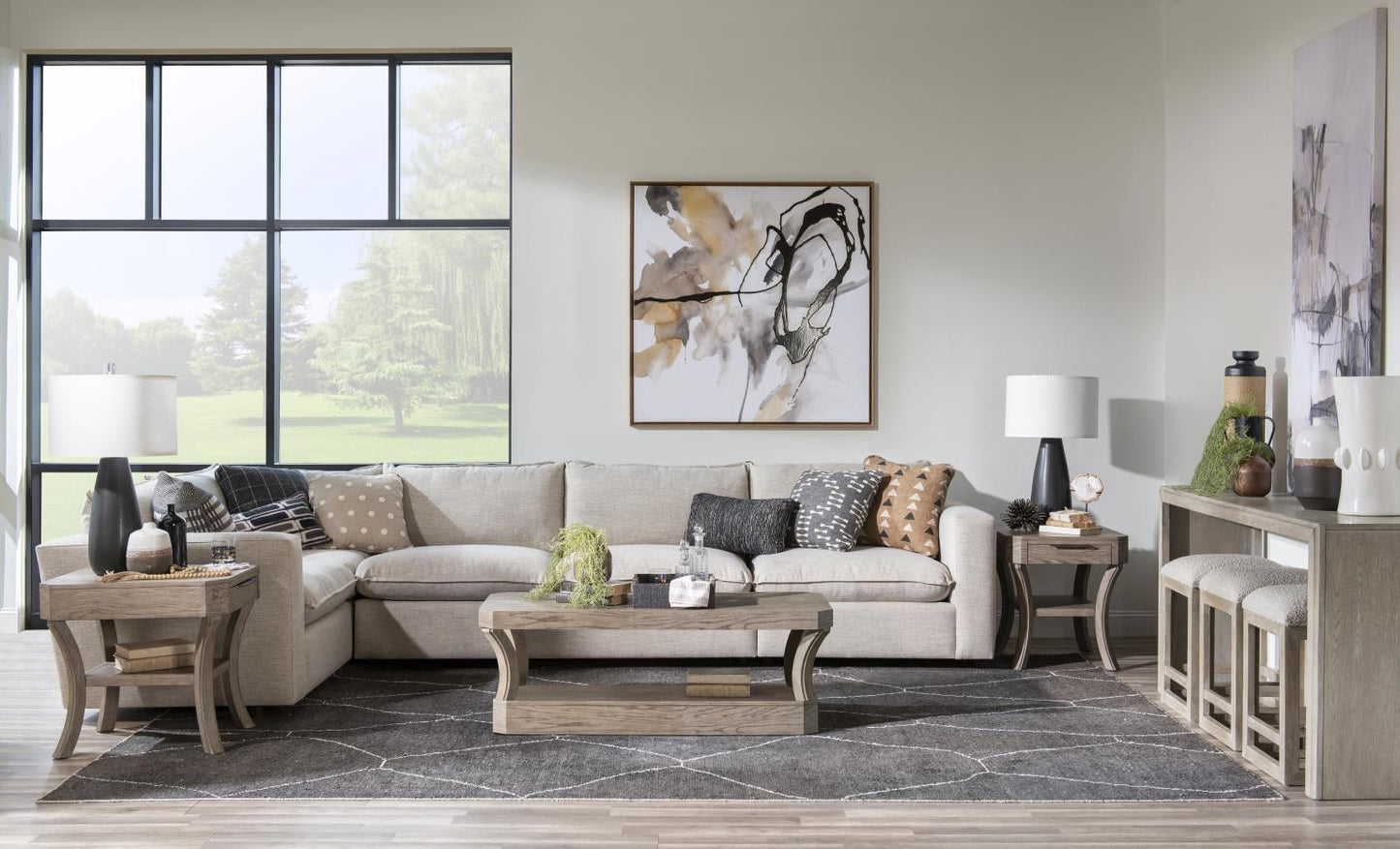 Halifax - Sofa Console Table - Flax And Java