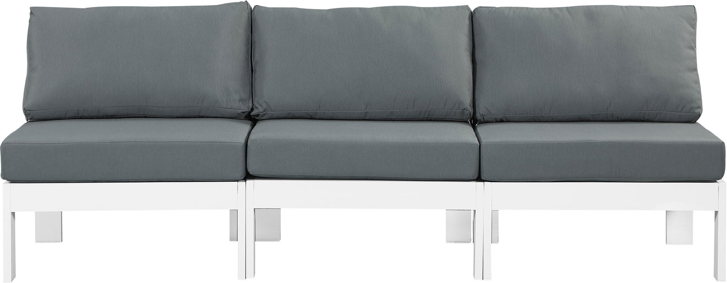 Nizuc - Outdoor Patio 3 Seat Armless Modular Sofa With White Frame