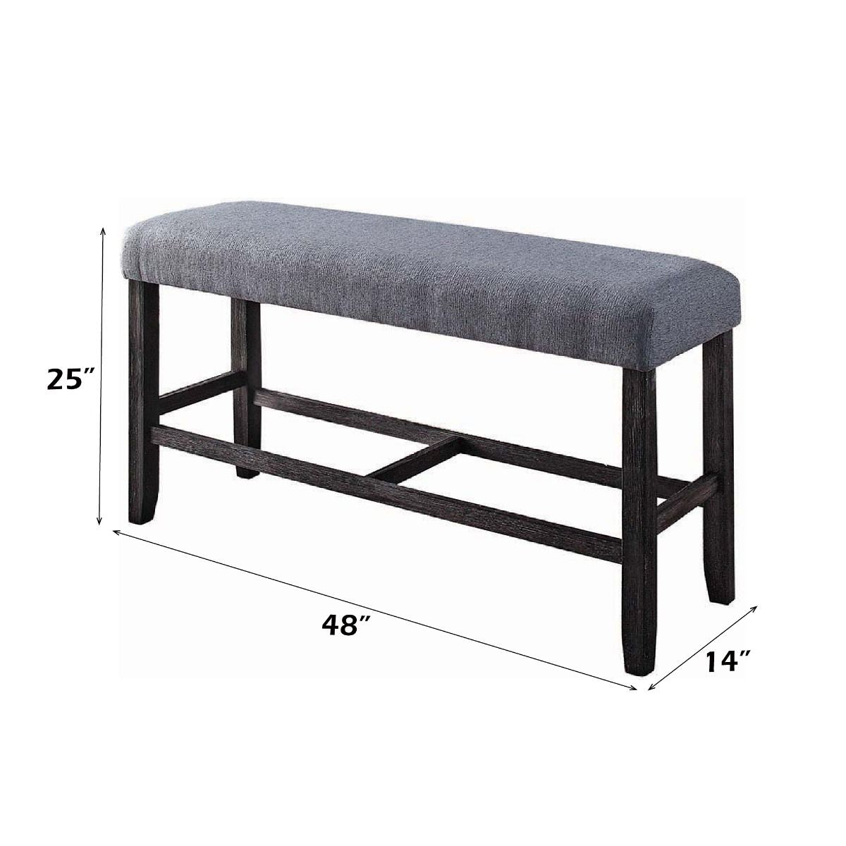 Yelena - Counter Height Bench - Fabric & Weathered Espresso
