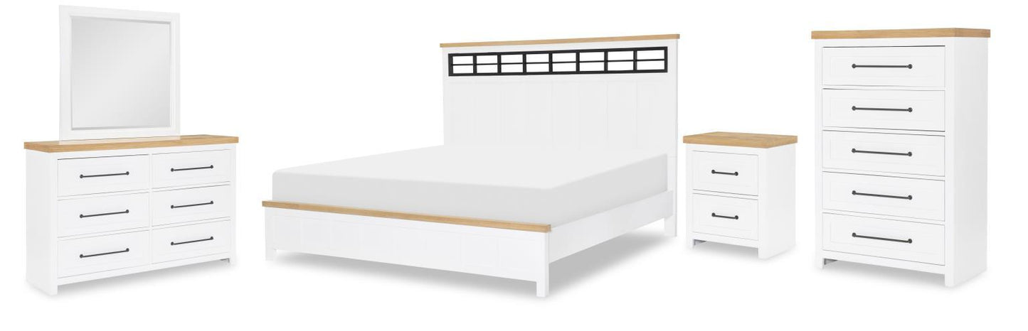 Horizons - 5 Drawers Chest - Pure White / Natural Oak