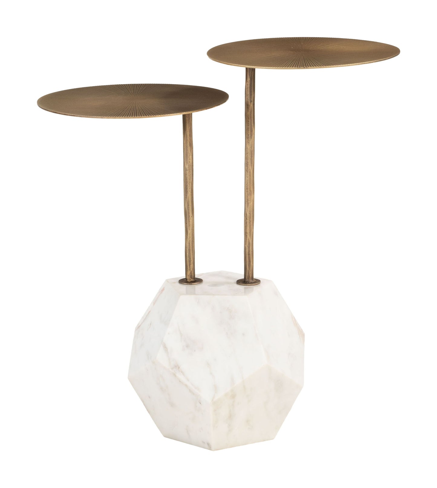 Anten - Side Table - Brass & White