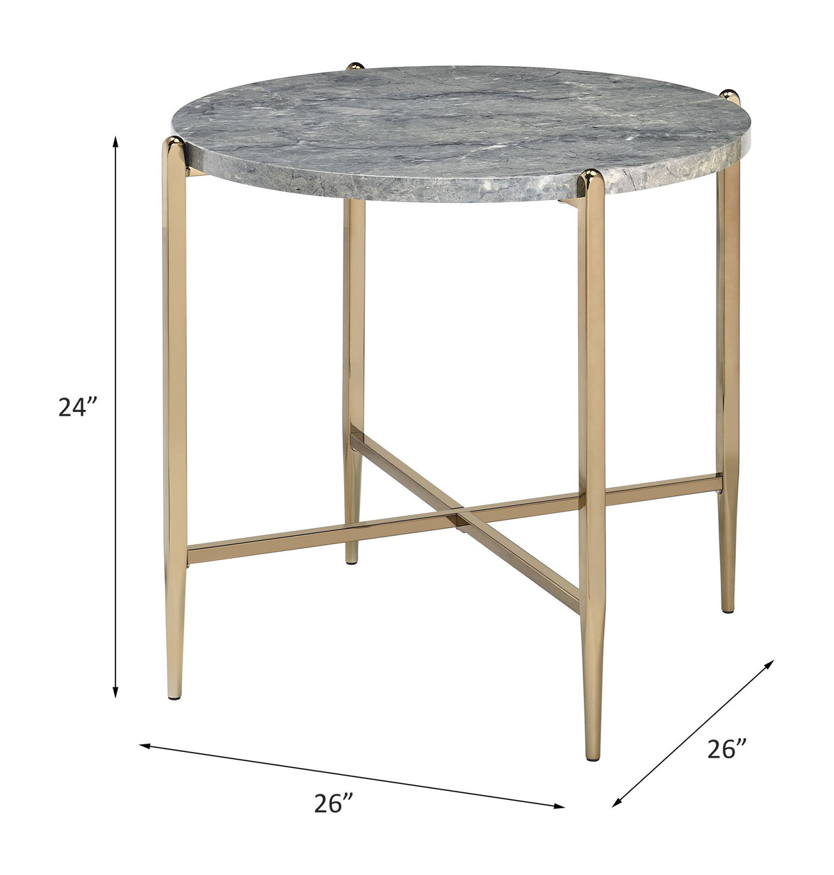 Tainte - End Table - Faux Marble Top & Champagne