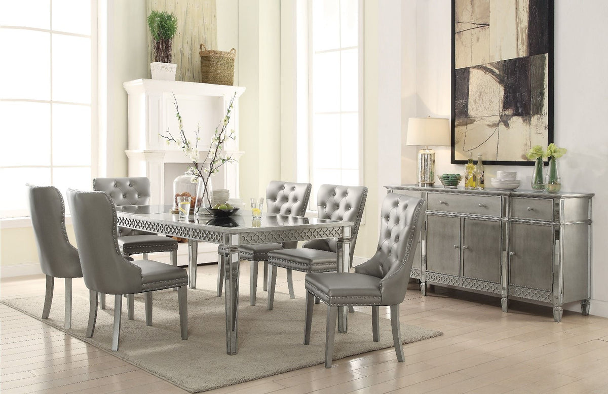Kacela - Side Chair (Set of 2) - Champagne Synthetic Leather & Champagne