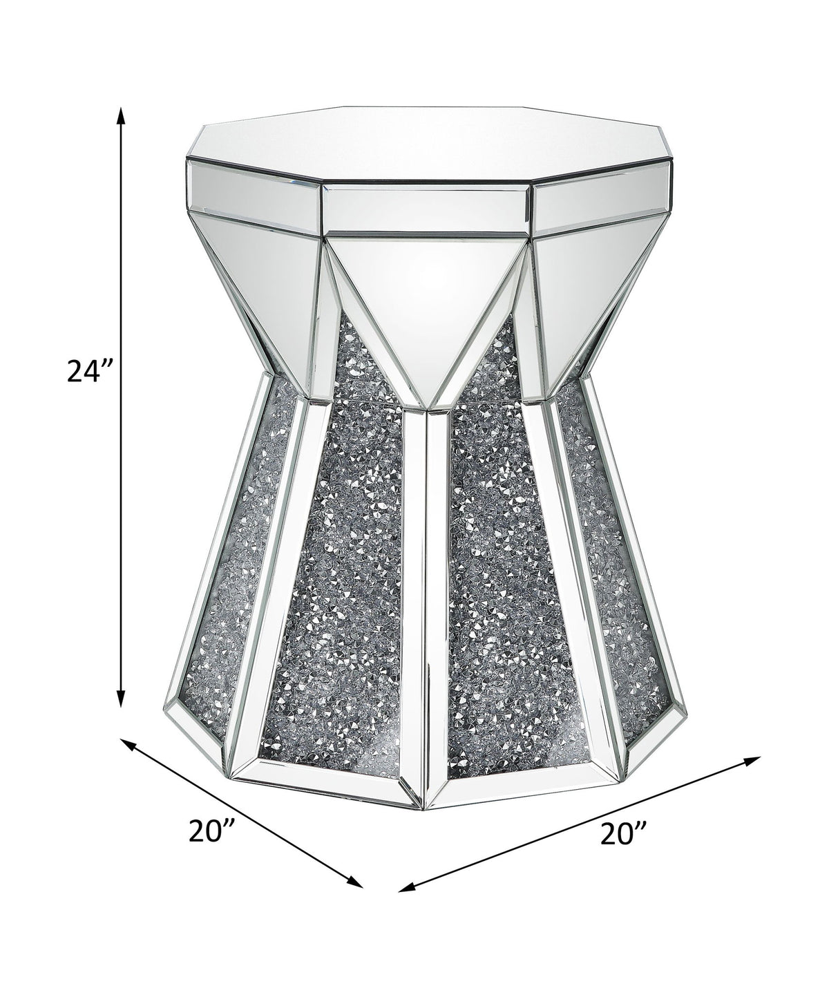 Noralie - End Table - Mirrored & Faux Diamonds