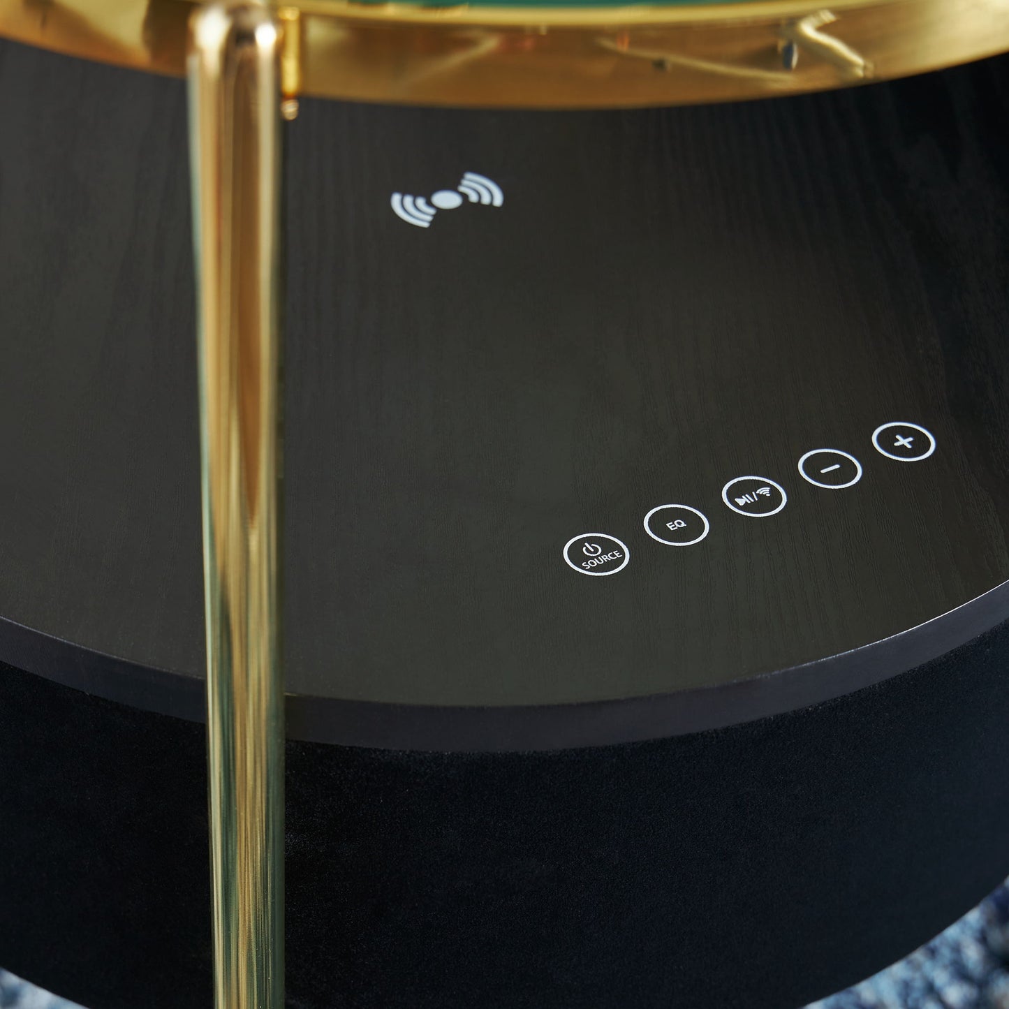 Nedman - Accent Table With Speaker - Black / Gold Finish