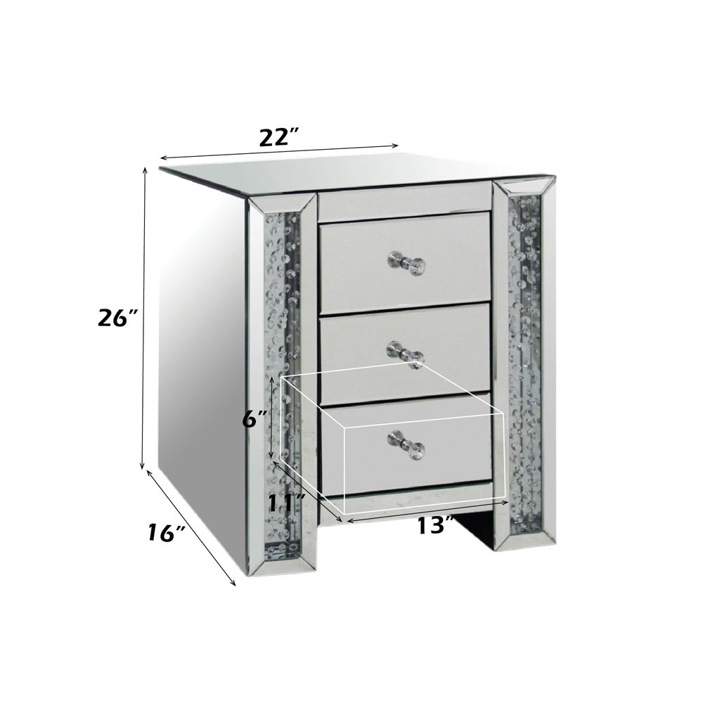 Nysa - Accent Table - Mirrored & Faux Crystals