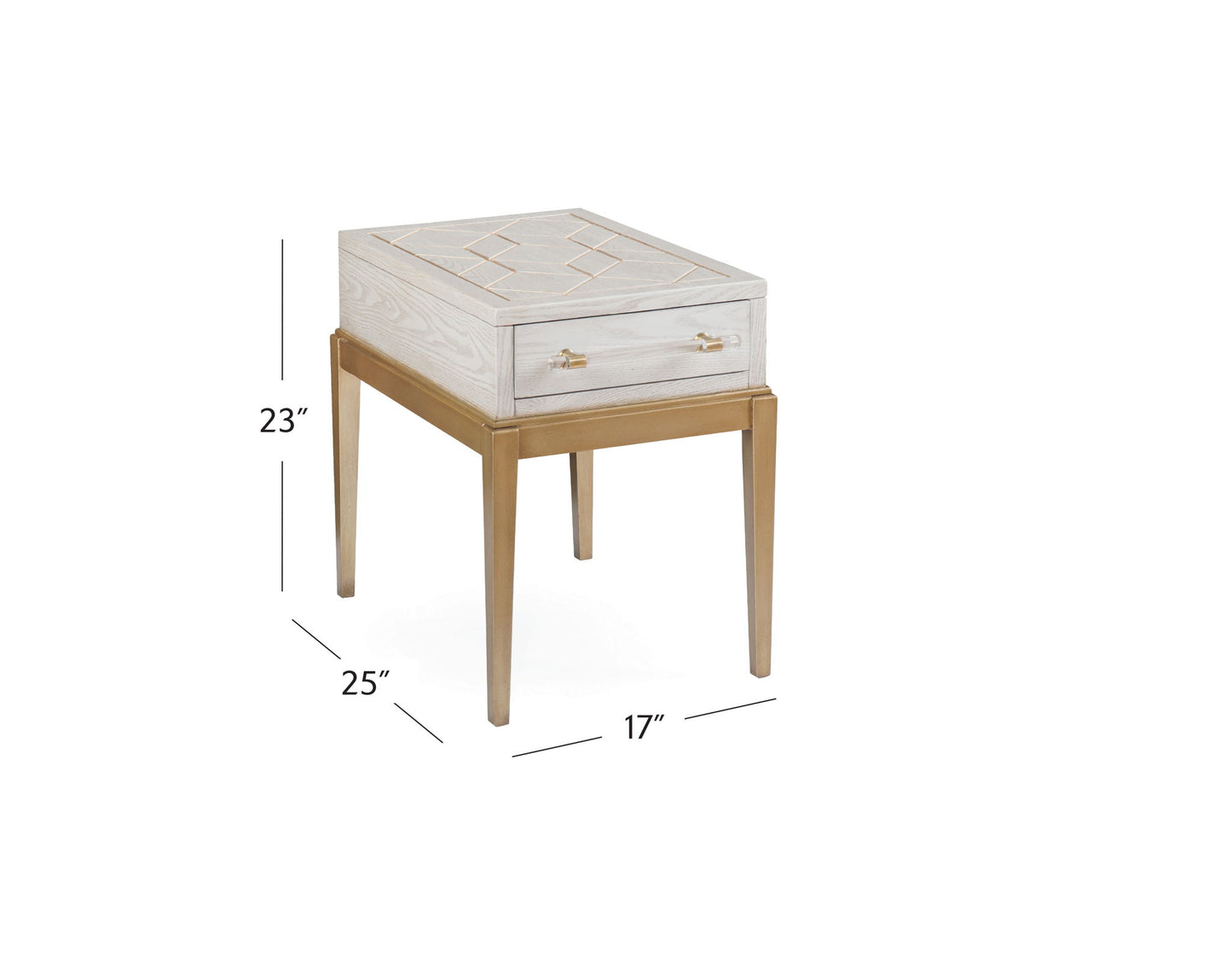 Perrine - Chairside Table - White / Gold