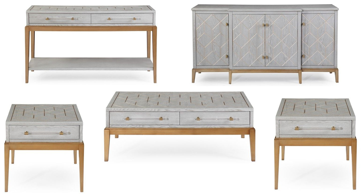 Perrine - Rectangle End Table - Silver / Gold