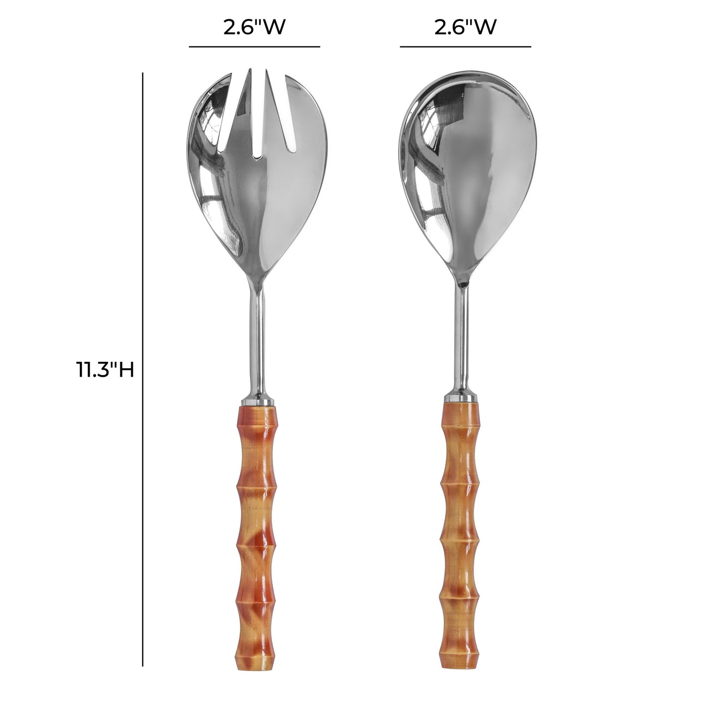 Bamboozled - Stainless Steel Salad Serving Spoons (Set of 2) - Pearl Silver