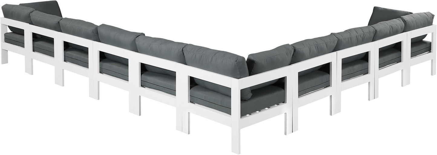 Nizuc - Outdoor Patio 10 Piece Modular Sectional With White Frame