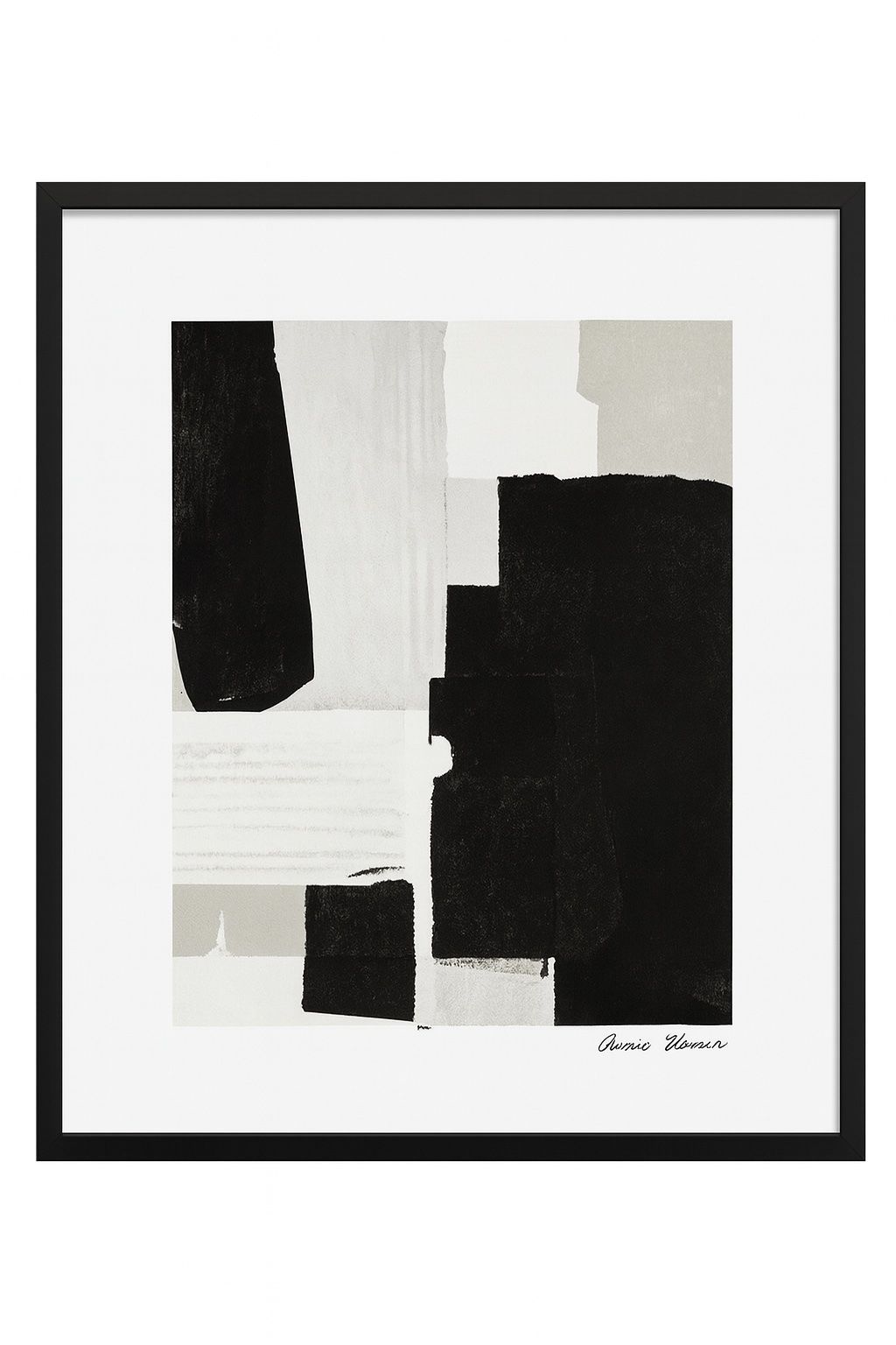 Neutral Intersect I Framed Print - Black / Beige / White