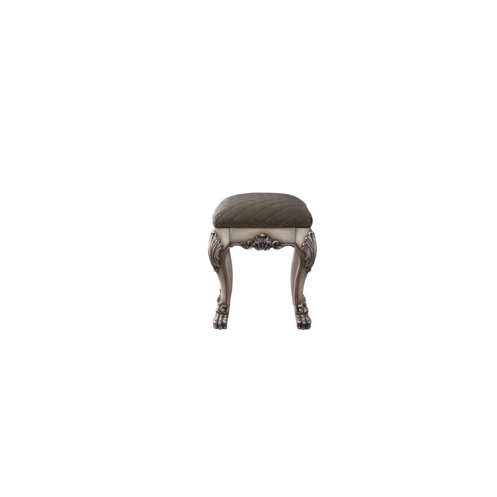Dresden - Vanity Stool - Vintage Bone White & Synthetic Leather