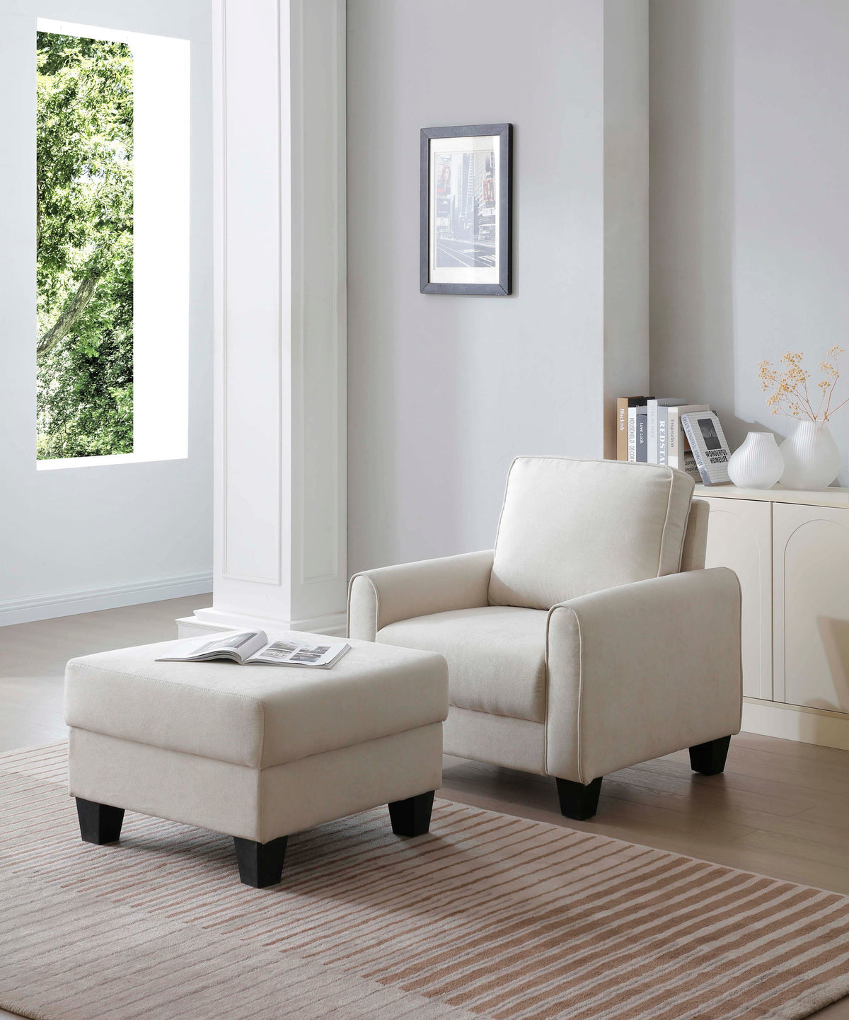 Dallas - Ottoman - Ivory