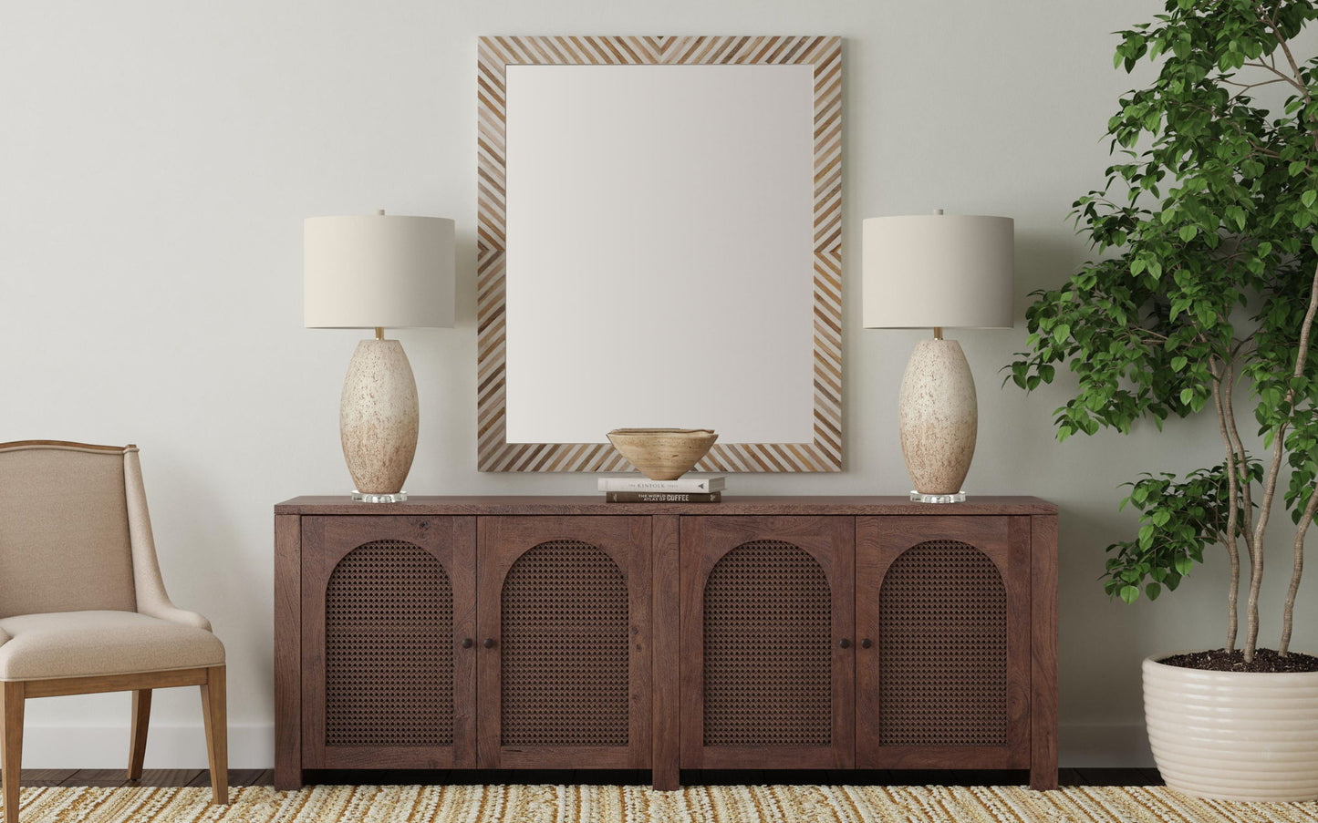 Karl - Wall Mirror - Natural / Cream