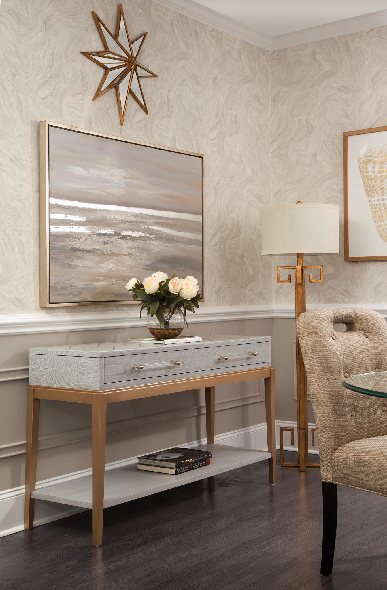 Perrine - Console Table - Silver / Gold