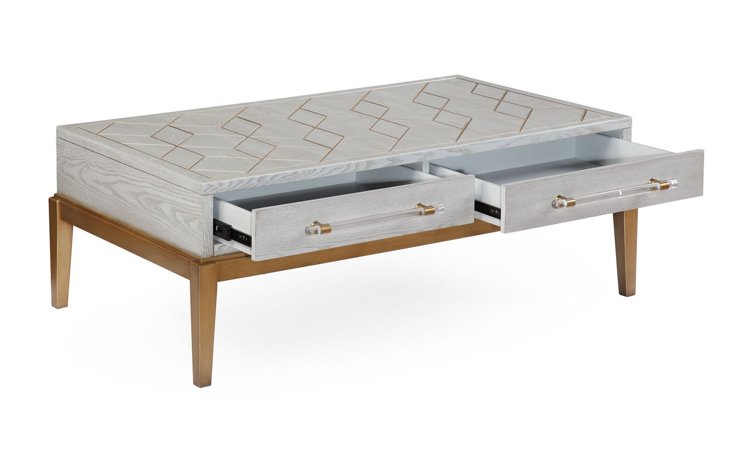 Perrine - Rectangle Cocktail Table - Silver / Gold