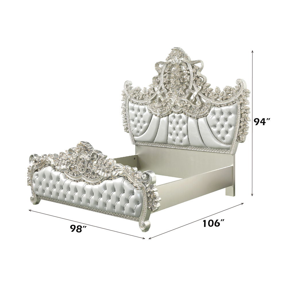 Sandoval - Eastern King Bed - Beige Synthetic Leather & Champagne