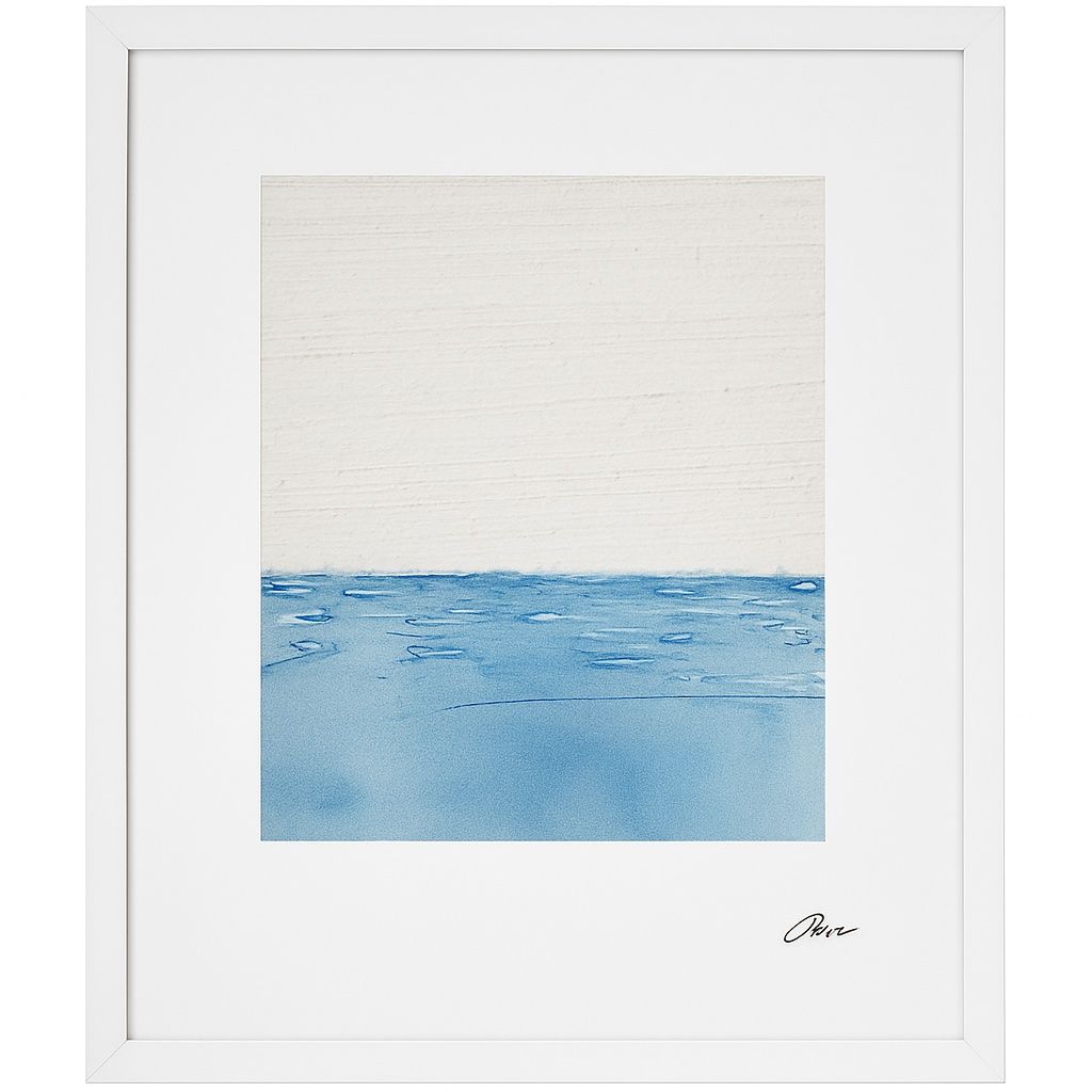 Horizon Blue I Framed Print - White / Blue