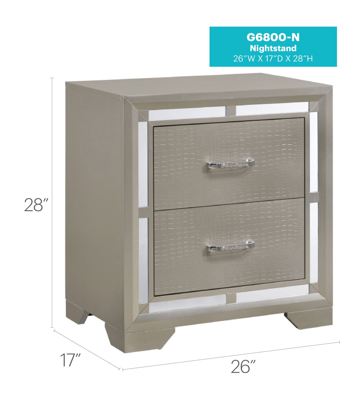 Alana - Nightstand - Silver Champagne