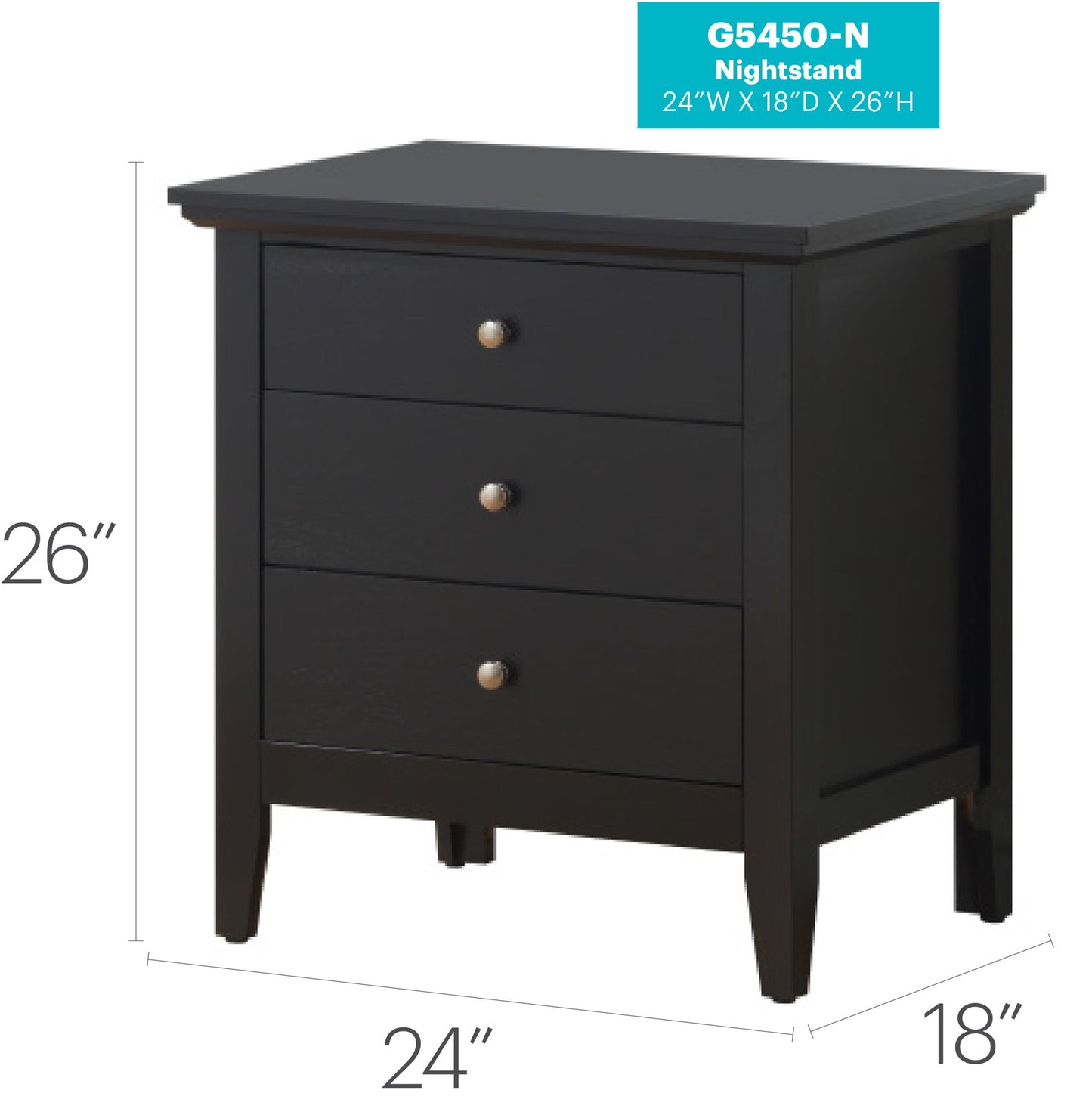 Glory Furniture - Hammond - 3 Drawer Nightstand