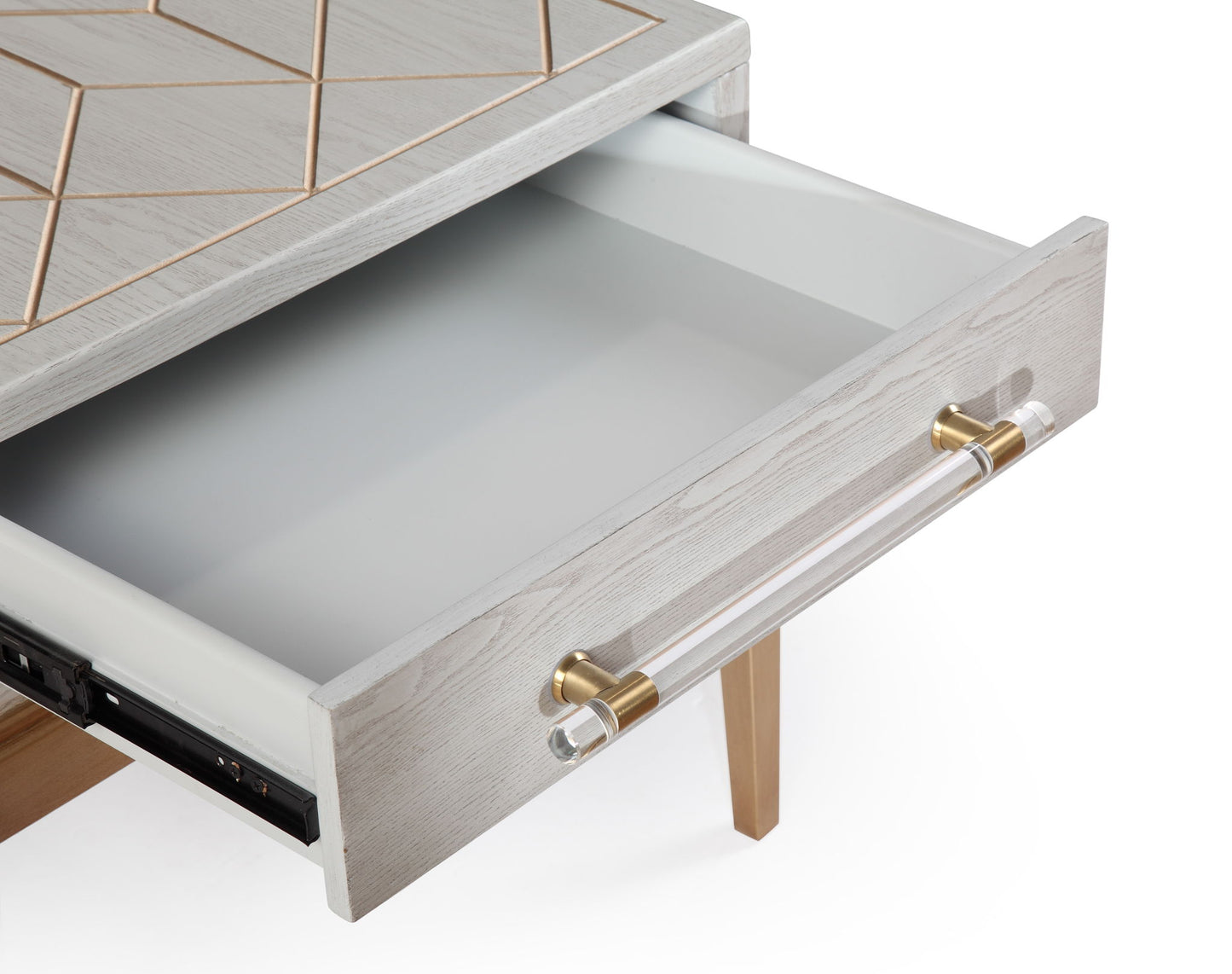 Perrine - Rectangle End Table - Silver / Gold