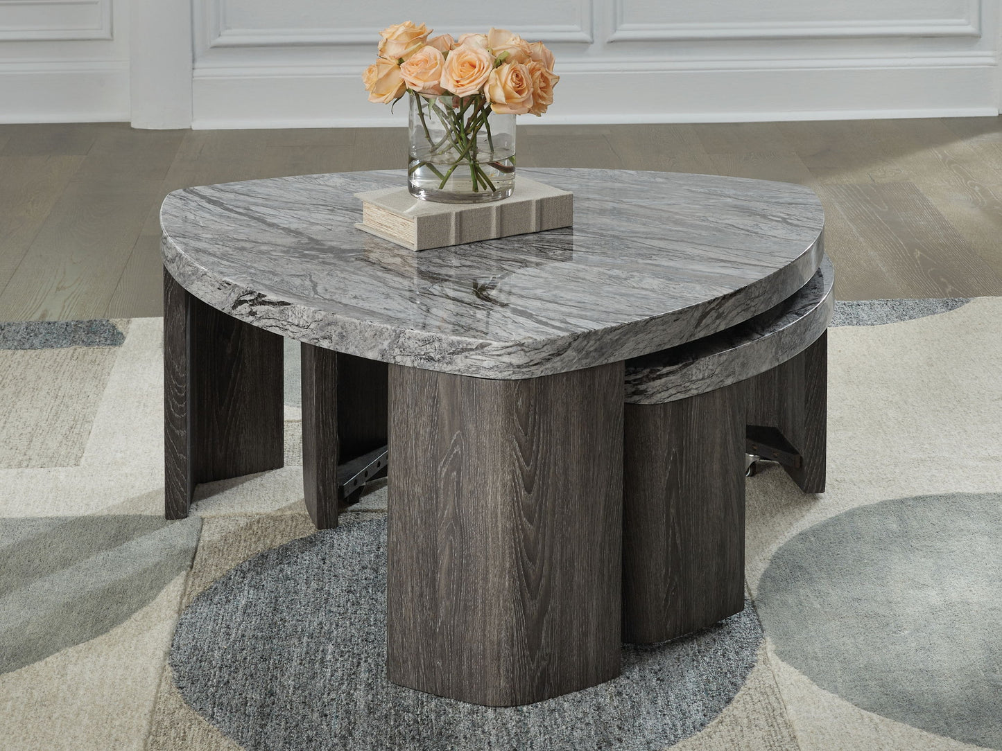 Surmour - Stacked Cocktail Table - Gray / Brown