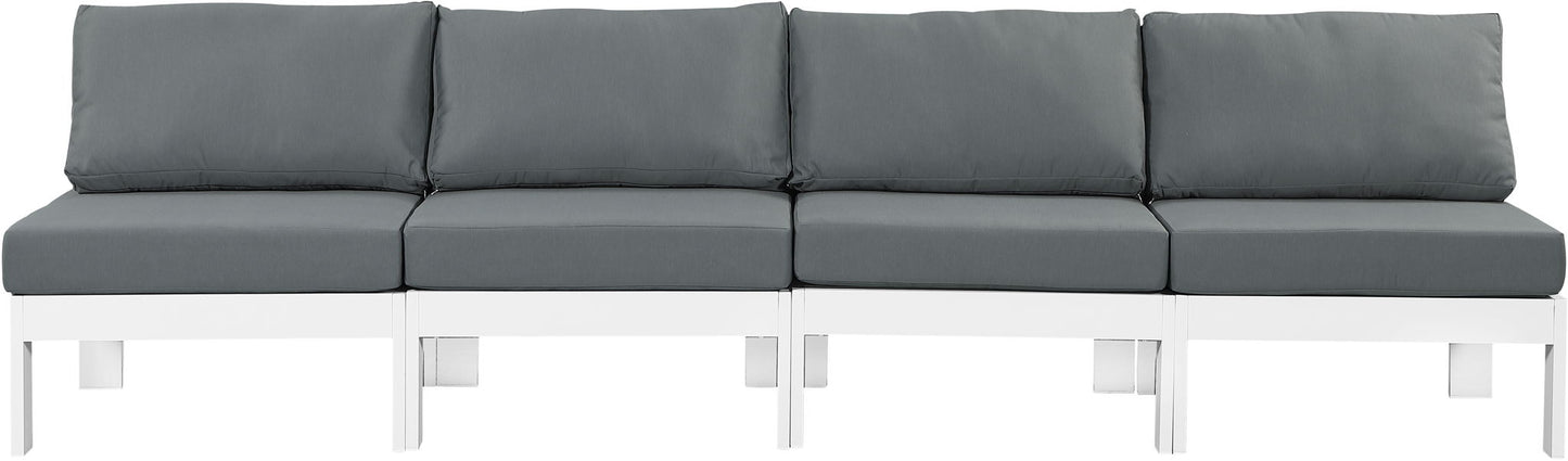 Nizuc - Outdoor Patio 4 Seat Armless Modular Sofa With White Frame