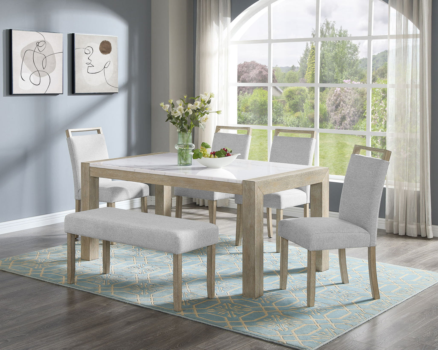 Hazel - Genuine Marble Dining Table - Wired White